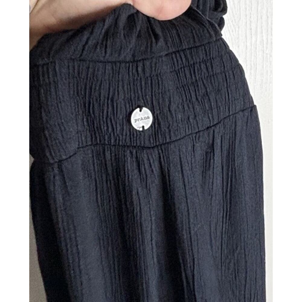 PrANa Fernie Halter Jumpsuit Black Tie Neck Wide Leg Size Large Pockets Smocked - Picture 6 of 9